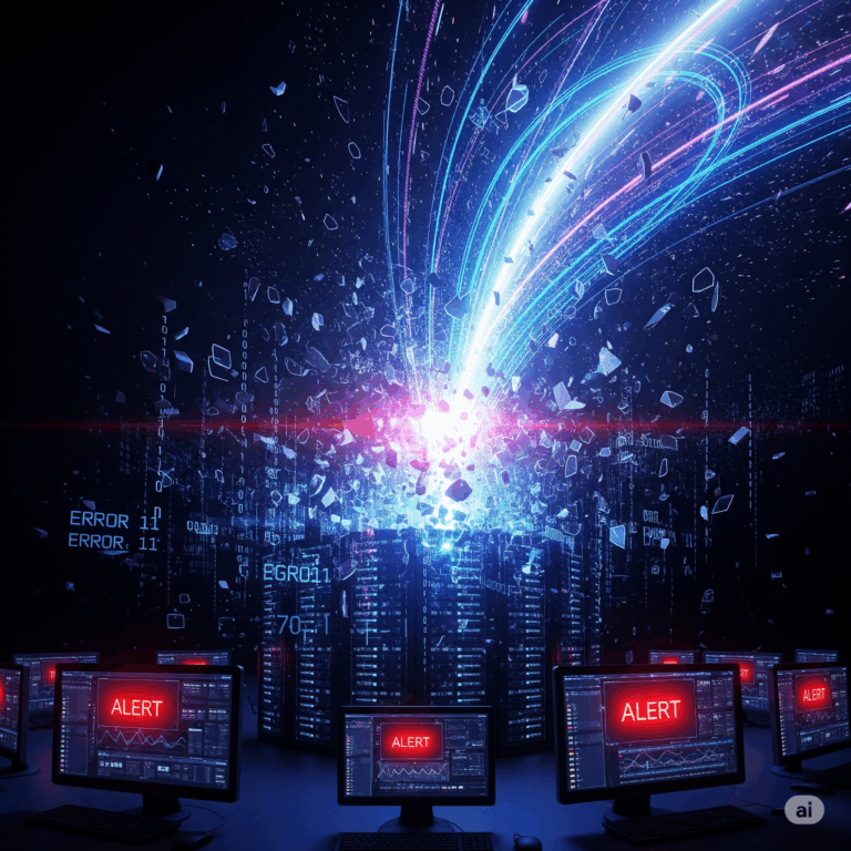 Computer screens showing a vulnerability alert data breach cybersecurity dashboard.